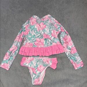 Floral Pink Kids Swim Set
